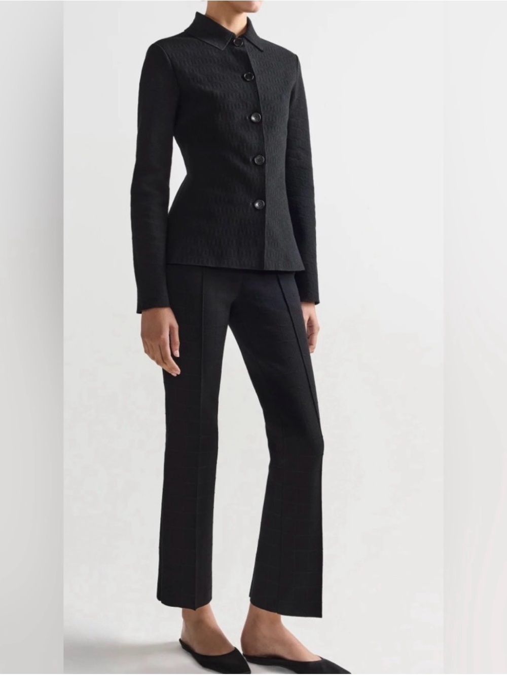 Women's Black Tailored Straight-Leg Trousers
